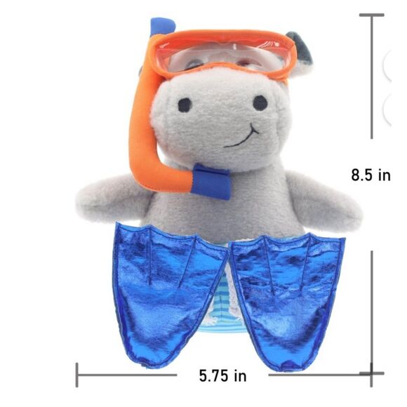 2 Pc Snorkeling Plush Buddies Monkey & Hippo - Picture 7 of 9